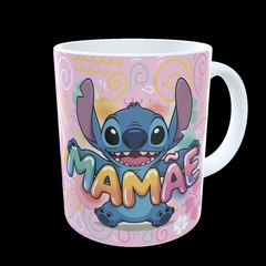 CANECA XÍCARA STITCH FAMILIA FELIZ ANIVERSÁRIO MÃE
