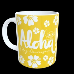 CANECA XÍCARA STITCH FAMILIA FELIZ ANIVERSÁRIO TIA - Canelika's Canecas Personalizadas