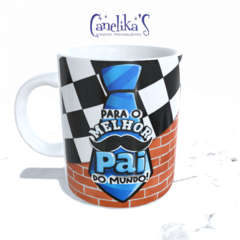 CANECA XÍCARA PAI MEU AMIGO E HEROI TIJOLINHO E AZUL XADREZ 20