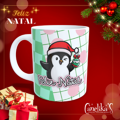 CANECA XÍCARA NATAL PINGUIM E BONEQUINHA DE NEVE ROSA 16 - comprar online