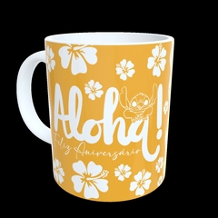 CANECA XÍCARA STITCH FAMILIA FELIZ ANIVERSÁRIO IRMÃ - Canelika's Canecas Personalizadas