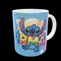 CANECA XÍCARA STITCH FAMILIA FELIZ ANIVERSÁRIO IRMÃ - loja online