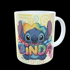 CANECA XÍCARA STITCH FAMILIA FELIZ ANIVERSÁRIO DINDA - comprar online