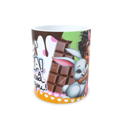 CANECA XÍCARA OBA A PÁSCOA CHEGOU BONEQUINHA NEGRA - comprar online