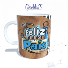 CANECA XÍCARA FELIZ DIA DOS PAIS PAI PRA TODA OBRA MADEIRA 9