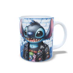 CANECA XÍCARA COLEÇÃO STITCH ROCK ROLL ROSA AZUL 13 - comprar online
