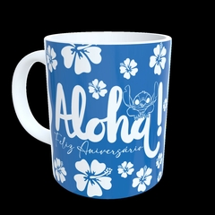 CANECA XÍCARA STITCH FAMILIA FELIZ ANIVERSÁRIO IRMÃ