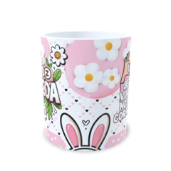 CANECA XÍCARA PÁSCOA JESUS VIVE FUNDO ROSA COM FLORES - comprar online