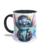 CANECA XÍCARA COLEÇÃO STITCH ROCK ROLL ROSA AZUL 4