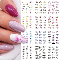 Decalque de Unhas 12 Designs Flores