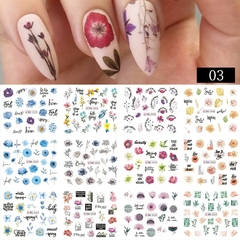 Decalque de Unhas 12 Designs Flores - Pureza Cósmica
