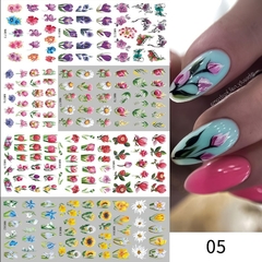 Decalque de Unhas 12 Designs Flores