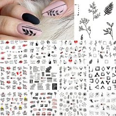 Decalque de Unhas 12 Designs Letras