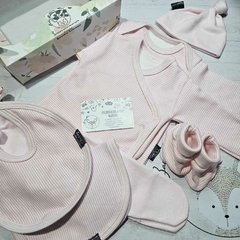SET AJUAR RECIBIDOR " RAYADO ROSA" - Bambino bebe