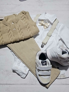 TRAJE DE FIESTA DE BEBE BEIGE CON ABRIGO - comprar online