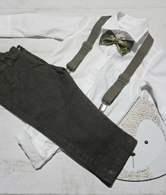 TRAJE DE FIESTA DE BEBE VERDE OLIVA SIN ABRIGO