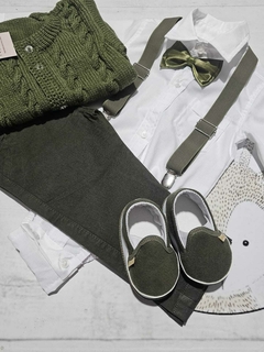 TRAJE DE FIESTA DE BEBE VERDE OLIVA CON ABRIGO - comprar online