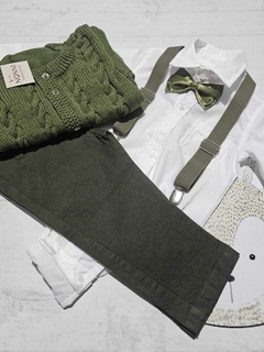 TRAJE DE FIESTA DE BEBE VERDE OLIVA CON ABRIGO