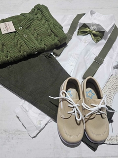 Imagen de TRAJE DE FIESTA DE BEBE VERDE OLIVA CON ABRIGO
