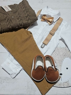 TRAJE DE FIESTA DE BEBE AVELLANA CON ABRIGO - comprar online