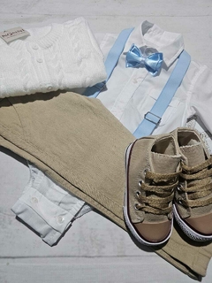 TRAJE DE FIESTA DE BEBE BLANCO Y CELESTE CON ABRIGO en internet