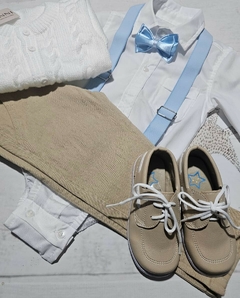 TRAJE DE FIESTA DE BEBE BLANCO Y CELESTE CON ABRIGO - Bambino bebe