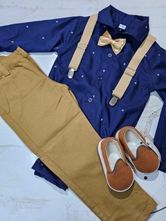 TRAJE DE FIESTA DE BEBE AZUL MARINO Y AVELLANA SIN ABRIGO - comprar online