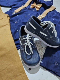 TRAJE DE FIESTA DE BEBE AZUL MARINO Y AVELLANA SIN ABRIGO - comprar online