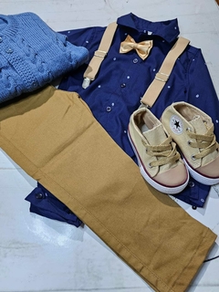 TRAJE DE FIESTA DE BEBE CON ABRIGO DAZUL MARINO Y AVELLANA - Bambino bebe