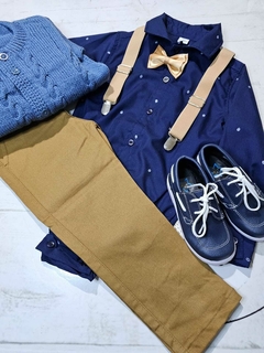 TRAJE DE FIESTA DE BEBE CON ABRIGO DAZUL MARINO Y AVELLANA - tienda online