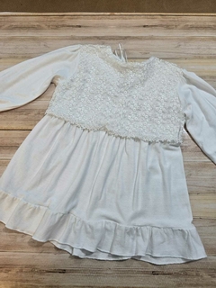 VESTIDO DE BEBA MODAL CREPE CON CORSAGE DE ENCAJE SIN ABRIGO - comprar online