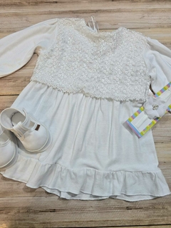 VESTIDO DE BEBA MODAL CREPE CON CORSAGE DE ENCAJE SIN ABRIGO en internet