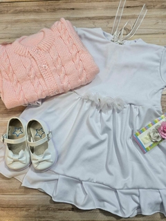 VESTIDO DE BEBA MODAL DE ALGODON Y DETALLES CON ABRIGO - comprar online