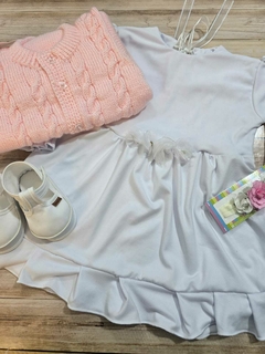 VESTIDO DE BEBA MODAL DE ALGODON Y DETALLES CON ABRIGO en internet