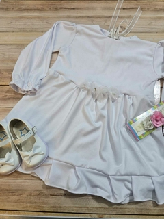 VESTIDO DE BEBA MODAL DE ALGODON Y DETALLES SIN ABRIGO
