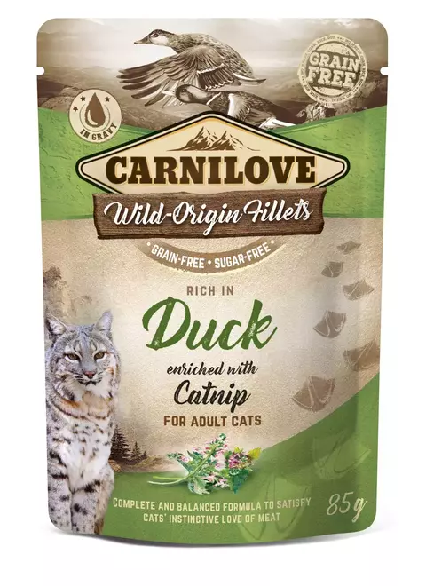 Alimento úmido Pato com Catnip ( Gatos) 85g - Carnilove
