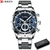 CURREN, Relógio de pulso masculino azul de aço inoxidável com pulseira data r