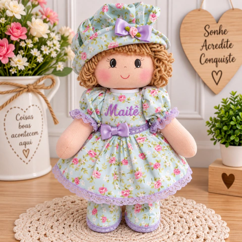 Boneca de Pano Articulada Personalizada 40 cm Feito a Mão
