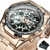 Relógio Mecânico Gold Skeleton Vintage M