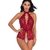 Conjunto de lingerie erótica com decote em V Bodysuit sexy feminino renda floral - Mundo Varitudo