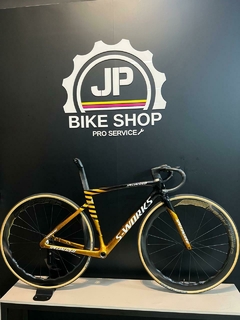 Frameset completo Specialized S-Works Tarmac SL7 Tam. 49 com roda Princeton Carbon Works Wake 4550