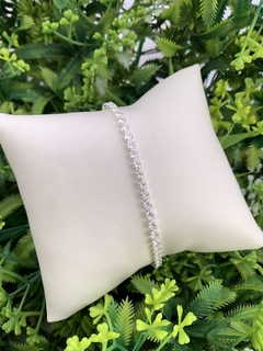 PULSEIRA RIVIERA 2MM CRISTAL BANHADA EM PRATA