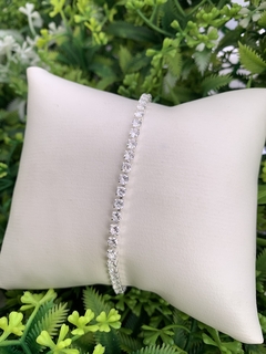 PULSEIRA RIVIERA 2MM CRISTAL BANHADA EM PRATA - loja online