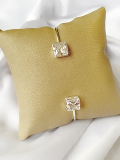 BRACELETE PEDRA QUADRADA CRISTAL BANHADO EM PRATA - comprar online