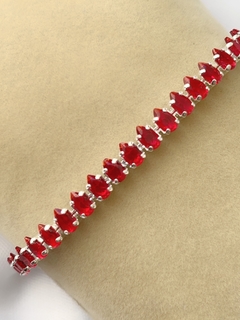 PULSEIRA RIVIERA GOTA RUBI BANHADO EM PRATA - comprar online