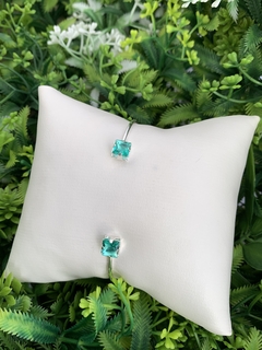 BRACELETE PEDRA QUADRADA VERDE JADE BANHADO EM PRATA - comprar online