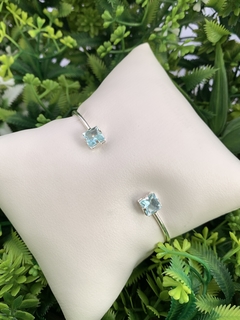 BRACELETE PEDRA QUADRADA AZUL CAPRI BANHADO EM PRATA - BiancaByMen