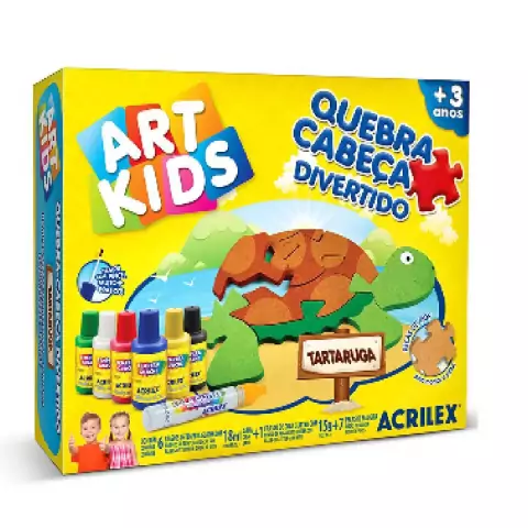 Quebra Cabeça Divertido Tartaruga com Tinta Guache e Glitter