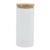 Pote de Vidro com Tampa de Bambu para Mantimentos (A: 18cm, D: 8,5cm)
