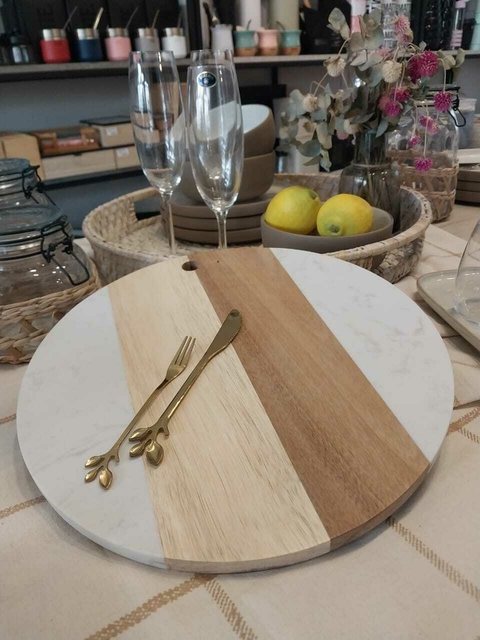 Tabla Marmol y Madera (redonda 30cm)